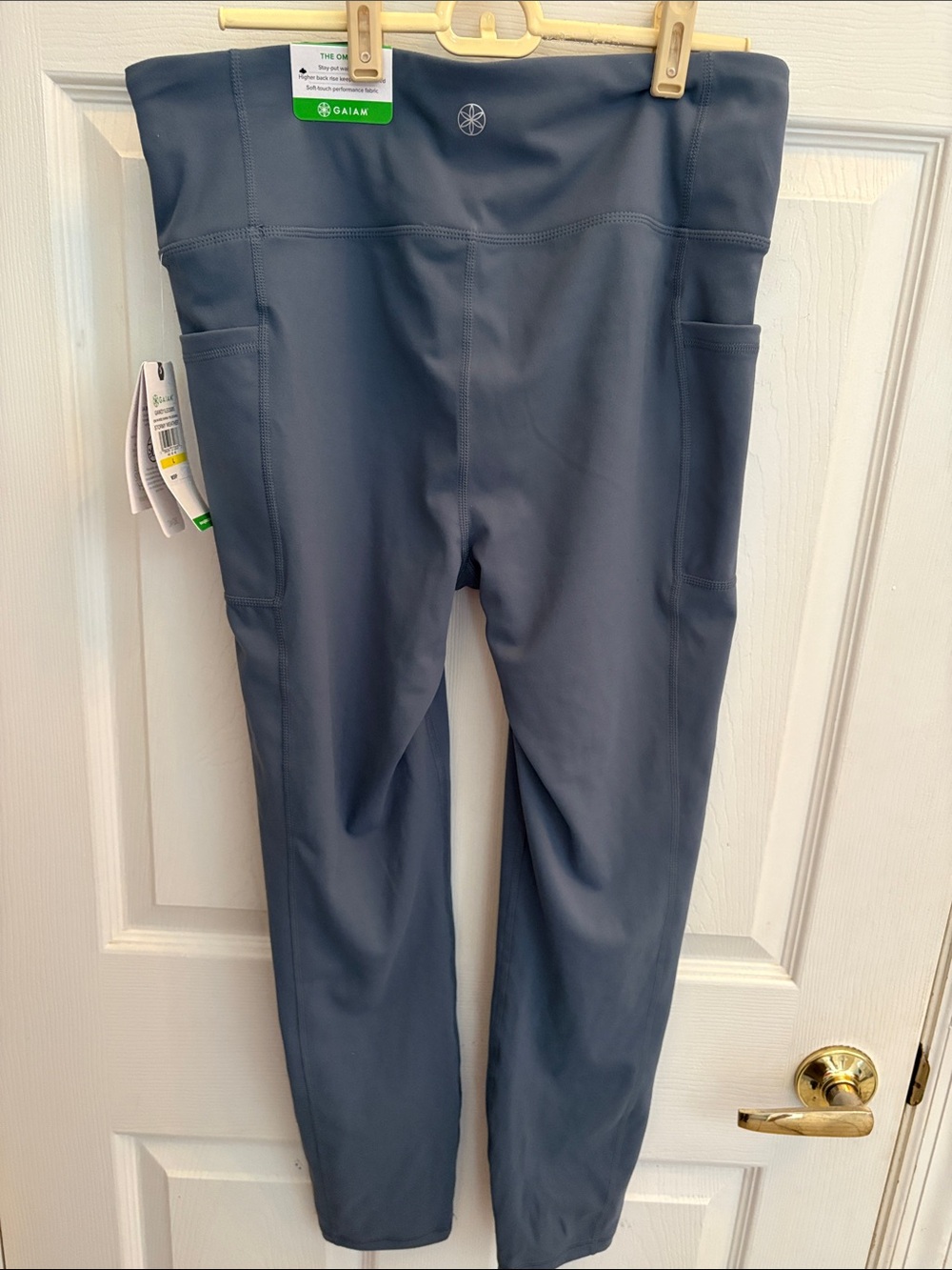 GAIAM NWT OM-DRI blue-Gray High-Rise karma 7/8 Leggings with Side Pockets yoga - Picture 9 of 12